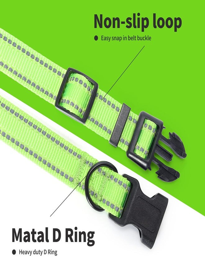 مايل هاي لايف طوق عاكس للكلاب من مايل هاي لايف، طوق أساسي قابل للتعديل وسريع الفتح، طوق ناعم من النايلون للحيوانات الأليفة مع حلقة معدنية على شكل حرف D للكلاب الصغيرة والمتوسطة والكبيرة (ليموني، مقاس رقبة L 15-19 بوصة) - Image 4
